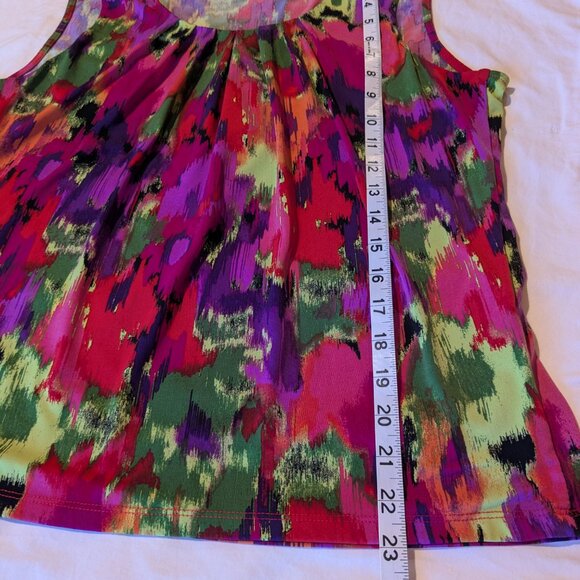 Kasper Abstract Pink and Purple Sleeveless Blouse - Picture 5 of 7
